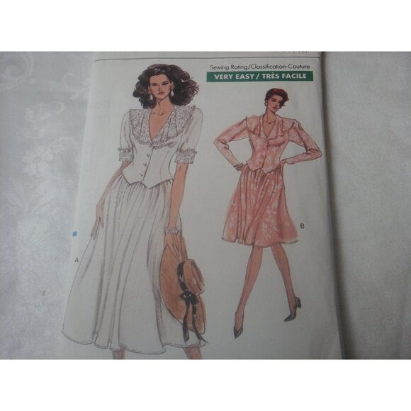 Four 80s Vogue sewing patterns UNCUT dresses blouses shirt jumper sz 12-18 - Picture 6 of 9